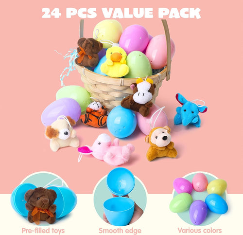 Easter Surprise Eggs: 12-Pack Hidden Plush Animal Toys