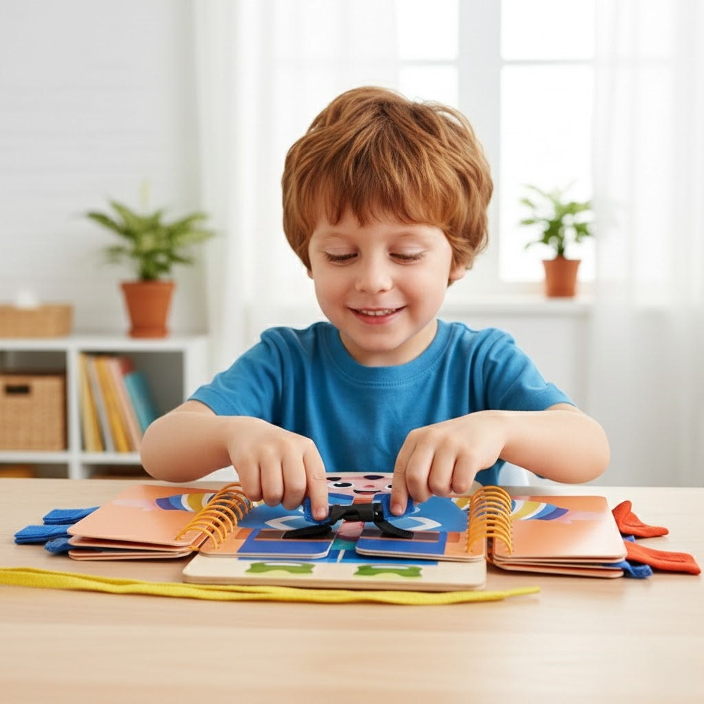 Multi-Layer Wooden Busy Board for Calm, Hands-On Play